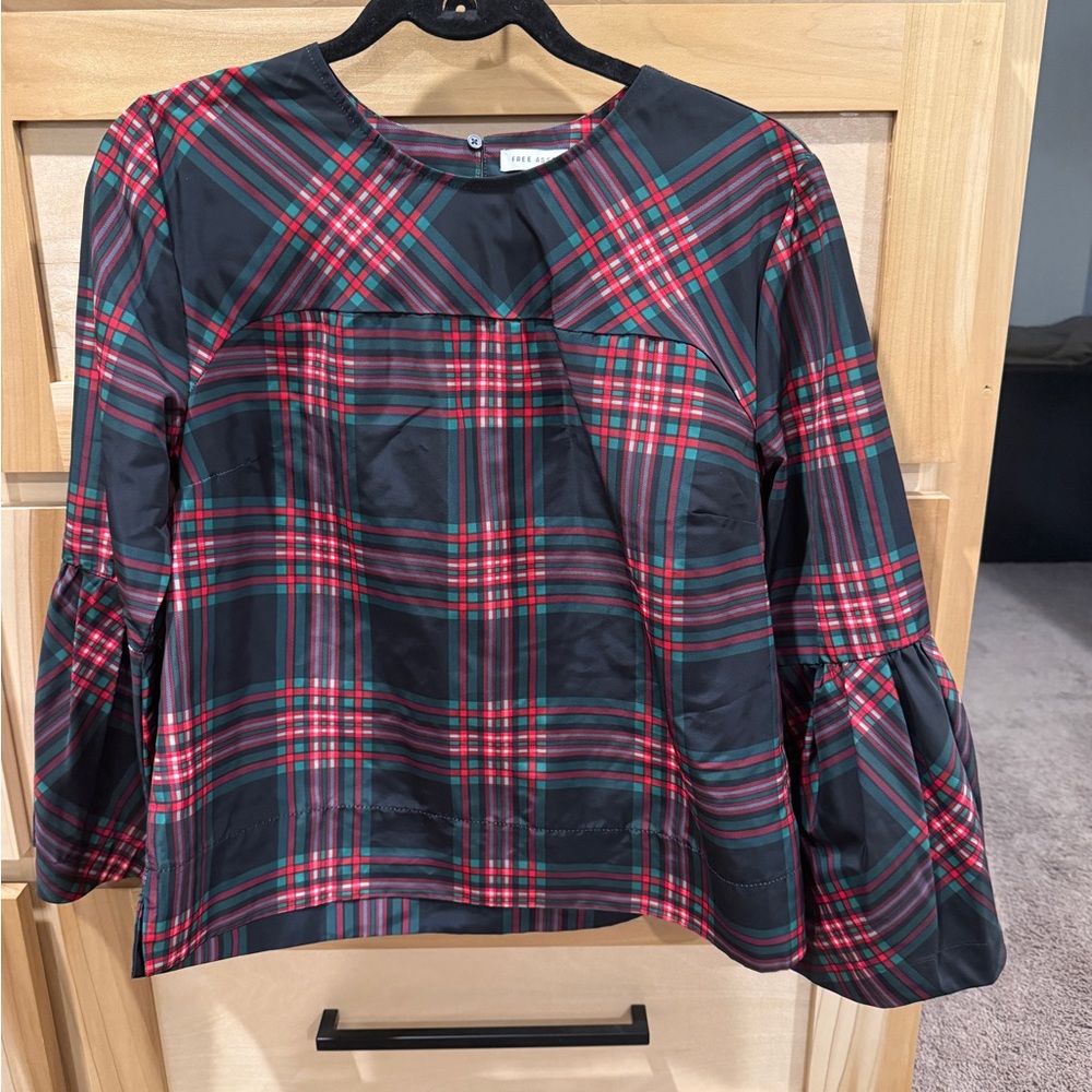 Zara Black and Red Plaid Blouse